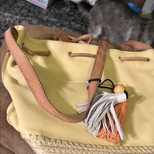 The Sak Yellow and Tan Shoulder Bag with Tassel
